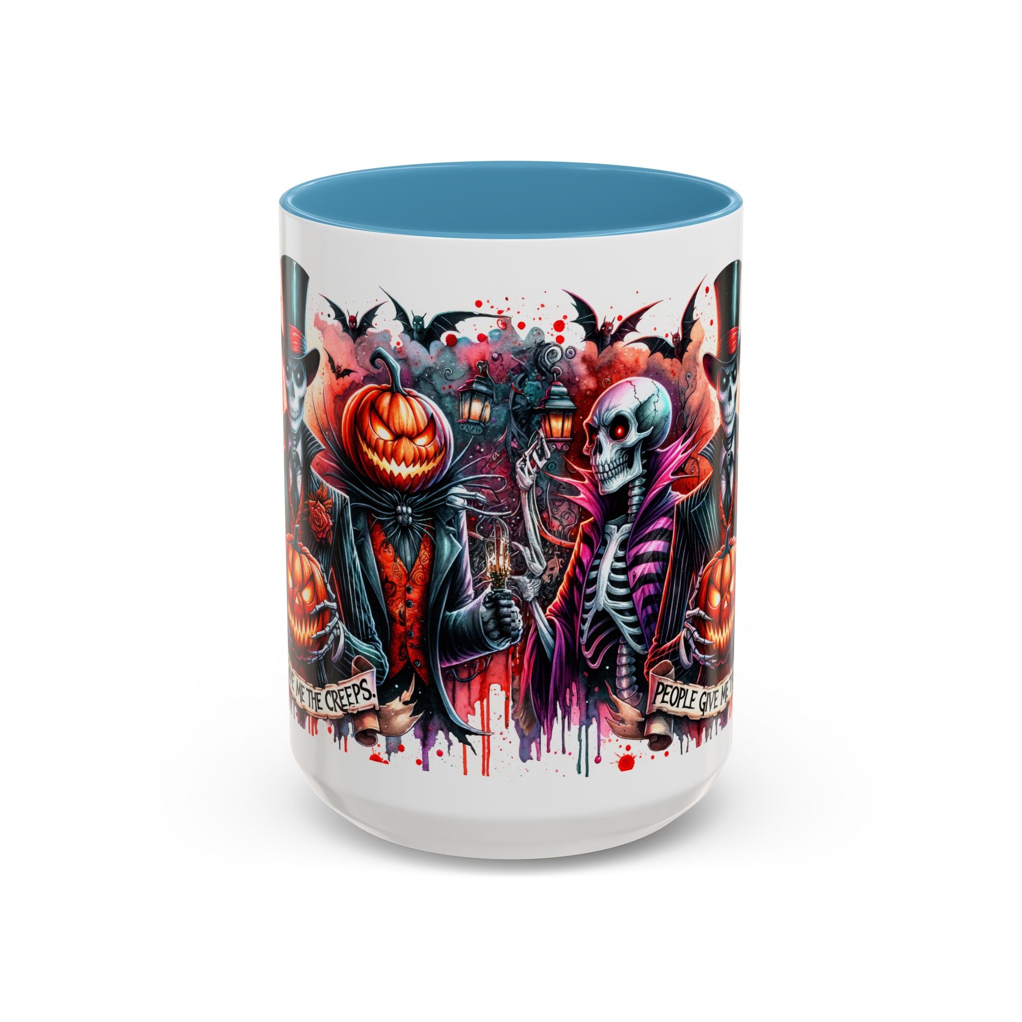 Halloween-themed Accent Coffee Mug, Spooky Skull Mug, Pumpkin Art Cup, Unique Gift for Halloween Lovers, October Decor
