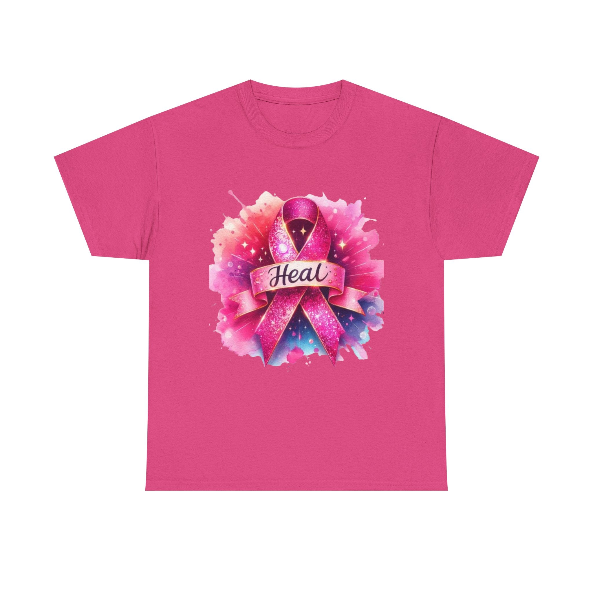 Breast Cancer Awareness Tee, Heal Ribbon Shirt, Supportive Gift, Unisex Cotton T-Shirt, Inspirational Apparel, Pink Ribbon Top