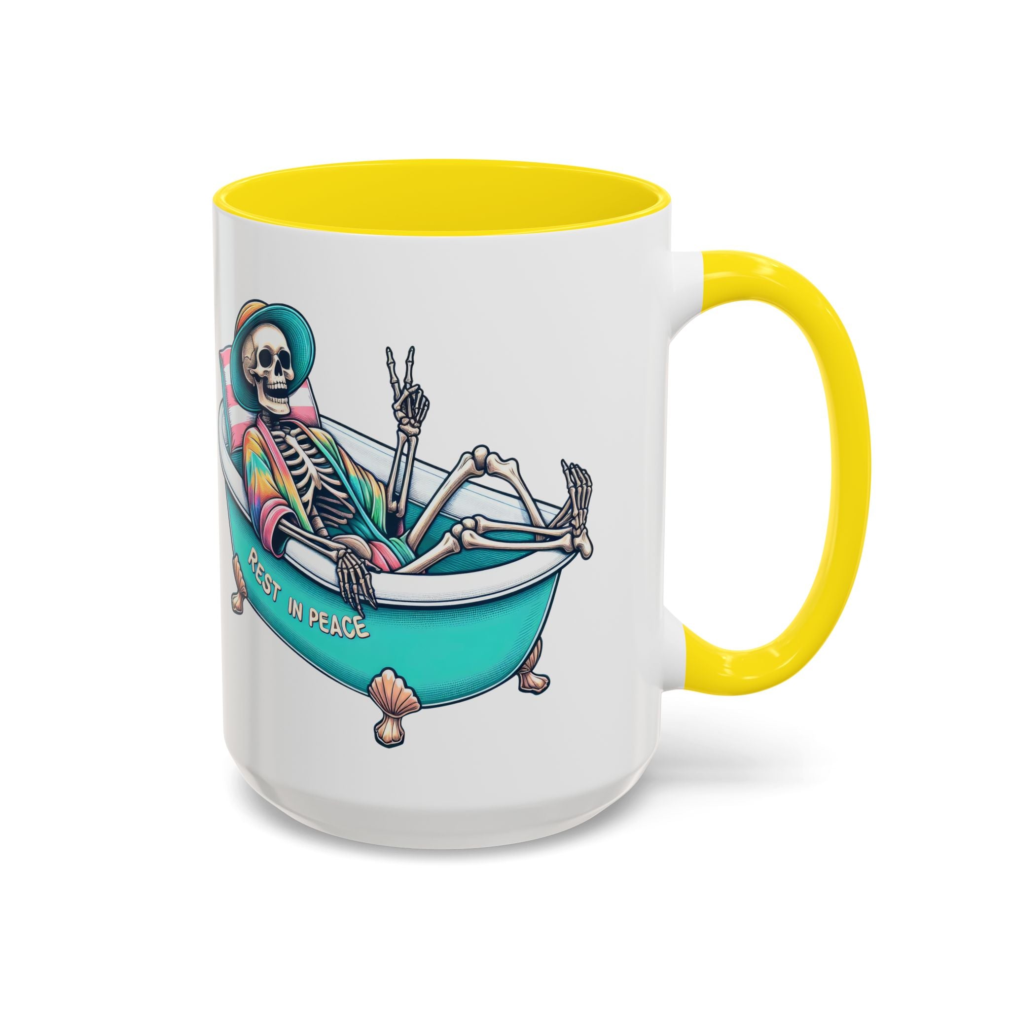 Rest in Peace Skeleton Coffee Mug - Fun Halloween Gift, Unique Home Decor, Hilarious Office Cup, Quirky Birthday Present, Spooky