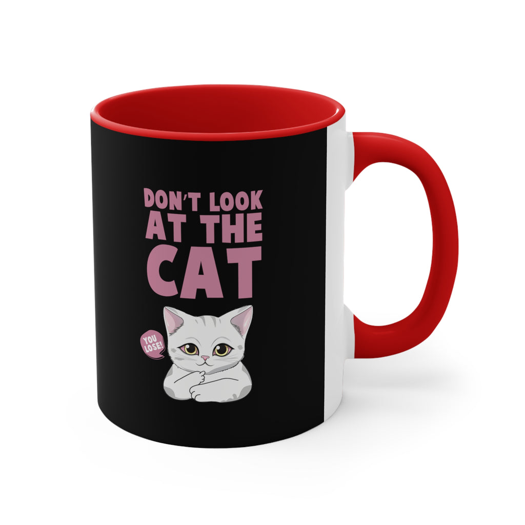 funny don't look at the cat Accent Coffee Mug, 11oz animal lovers gift