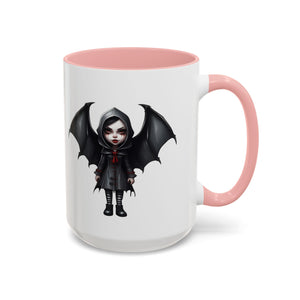 gothic vampire girl with wings horror art Accent Coffee Mug (11, 15oz) vamp14