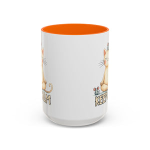 Serene Cat Coffee Mug, Funny Pet Lover's Gift, Cute Keepsake for Relaxation, Relaxing Drinkware, Quirky Home Decor