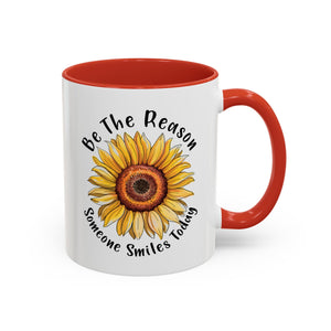 Sunflower Smile Accent Coffee Mug - Cheerful Gift for Friends, Inspirational Mug, 11oz/15oz, Daily Motivation, Brighten Someone's Day