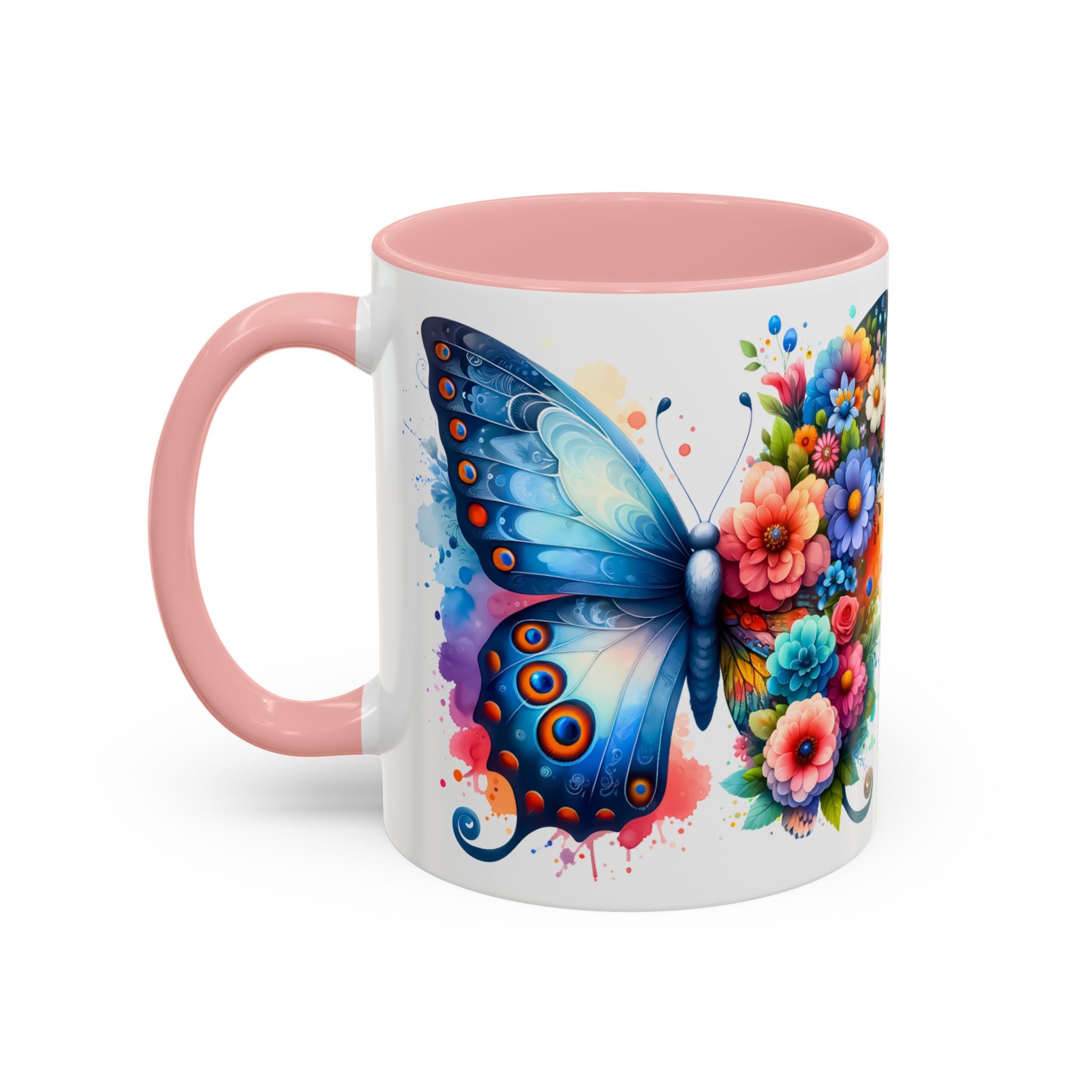 Colorful Floral Butterfly Accent Coffee Mug – Vibrant Artistic 11/15oz nature lover