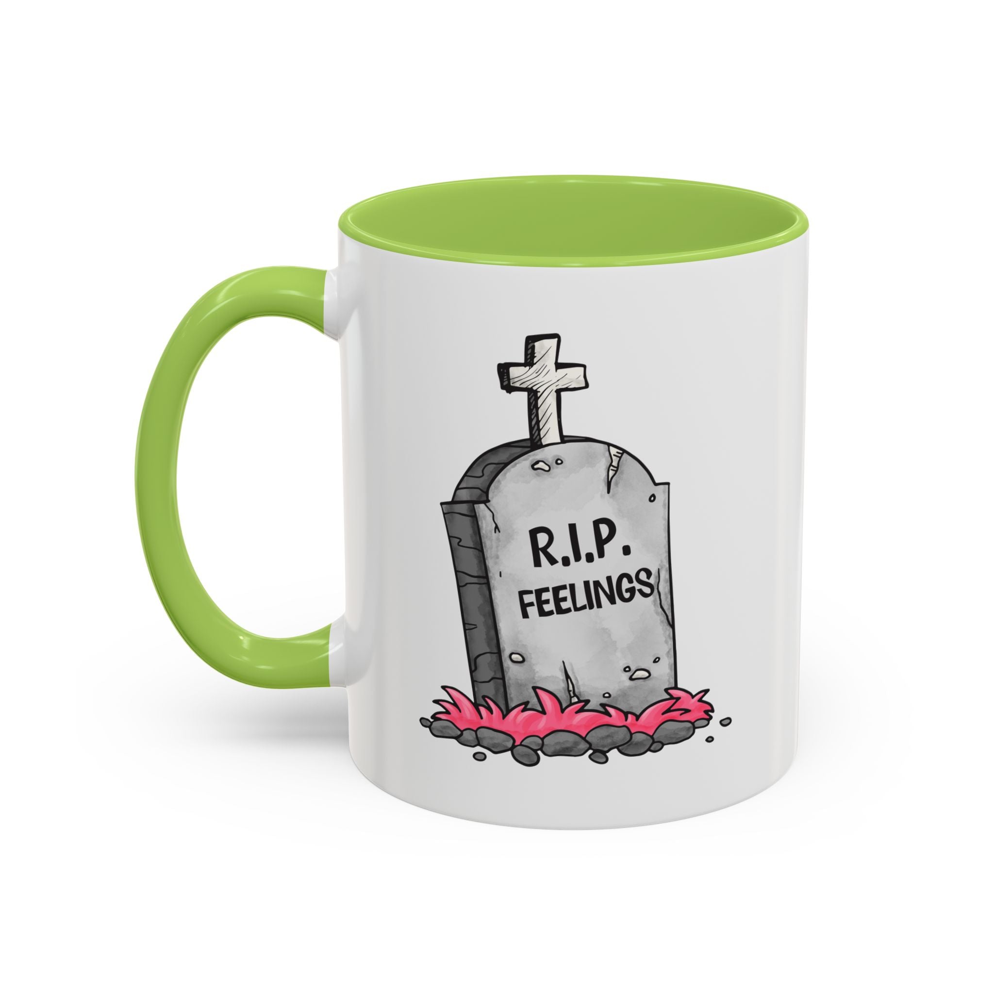 Coffee Mug — RIP Feelings Tombstone Accent Mug anti valentine