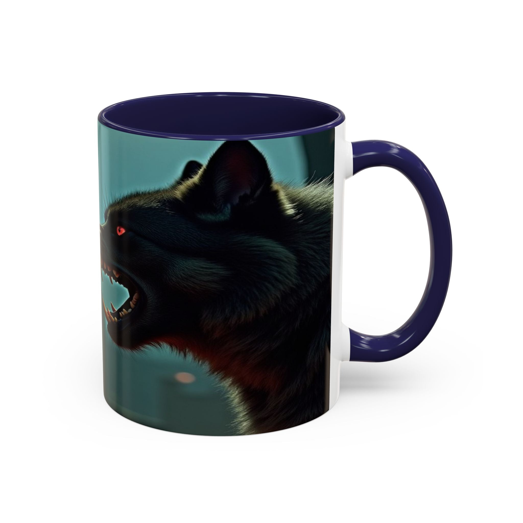 woman vampire and Fierce Werewolf Coffee Mug - 11 & 15oz Accent Mug for horror art lovers