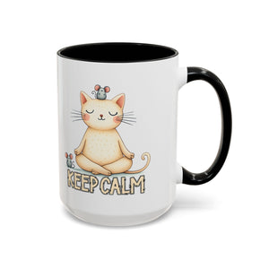 Serene Cat Coffee Mug, Funny Pet Lover's Gift, Cute Keepsake for Relaxation, Relaxing Drinkware, Quirky Home Decor