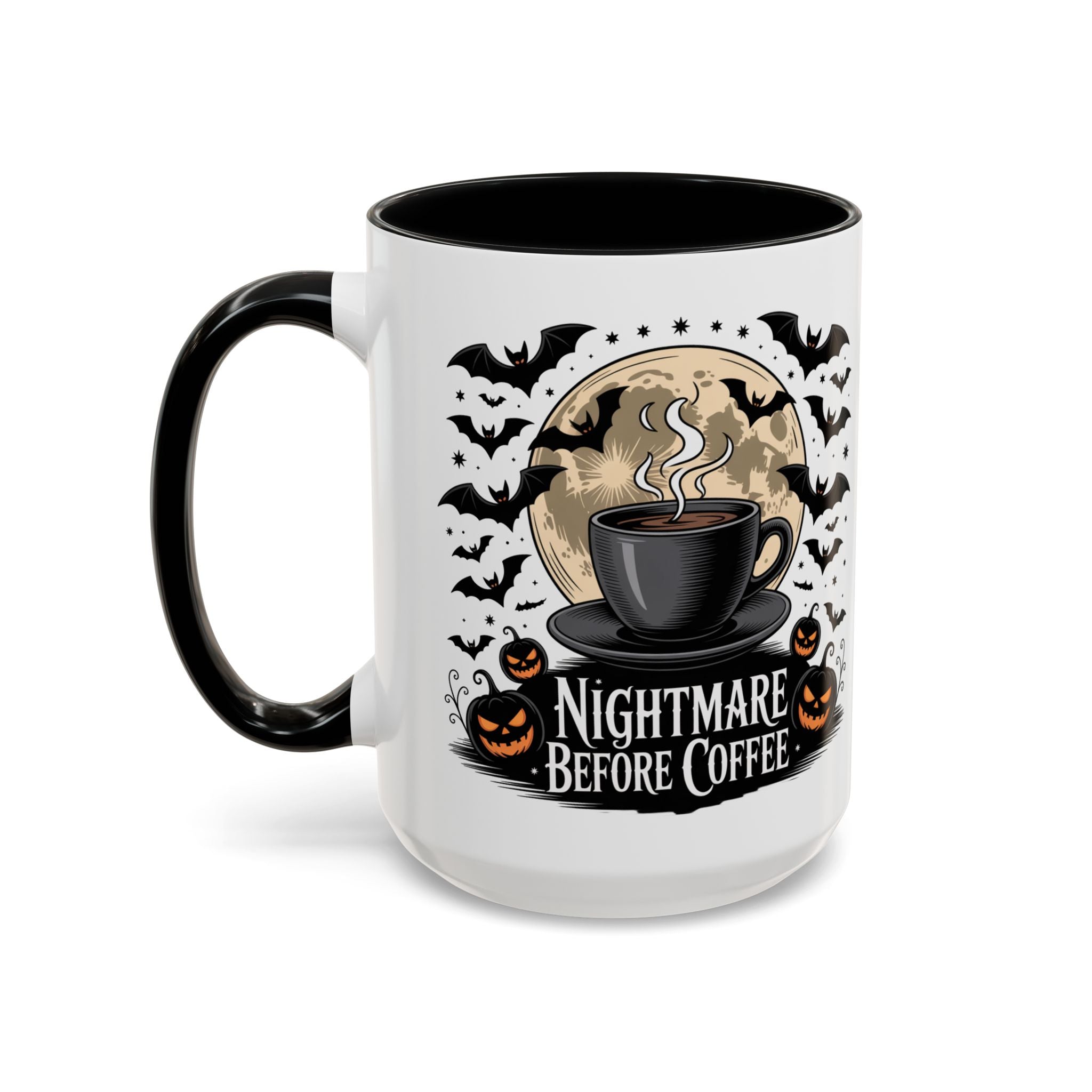 Halloween-Themed Coffee Mug: Nightmare Before Coffee funny art