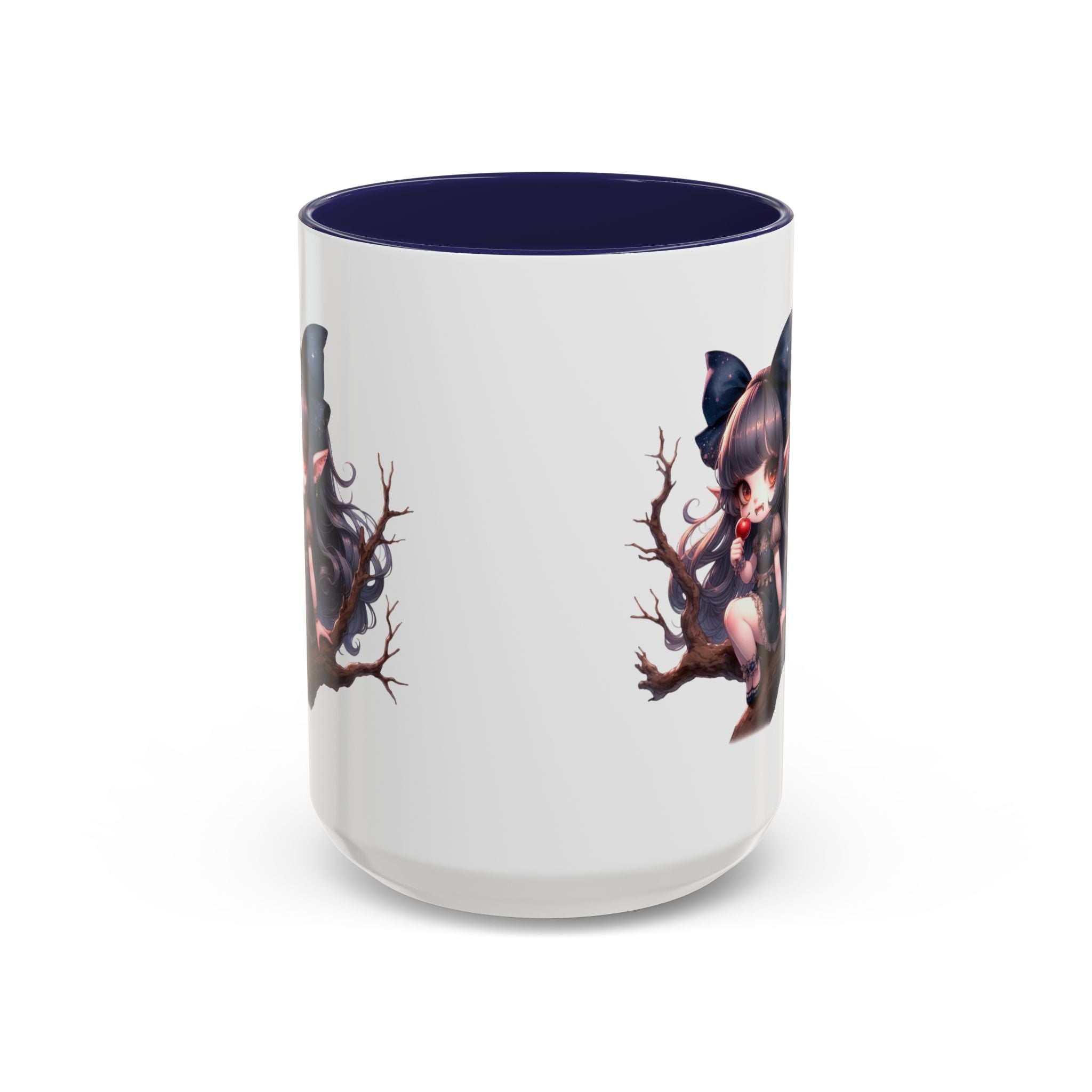 gothic vampire girl in tree horror art Accent Coffee Mug (11, 15oz) png16