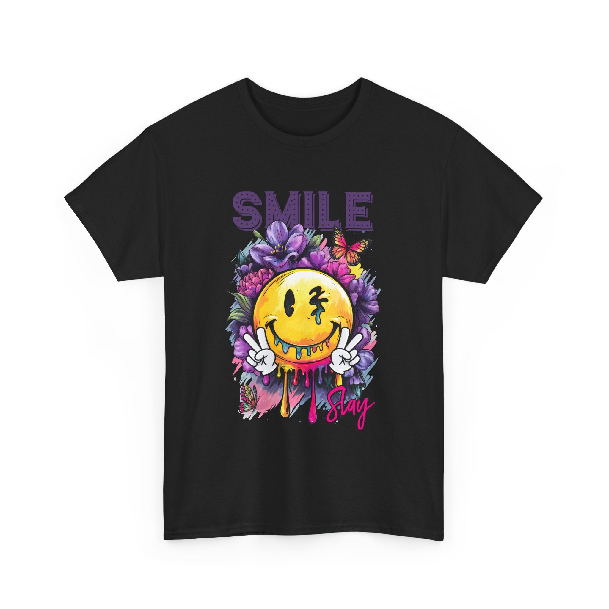 Smile Floral Graphic Tee unisex cotton tee gothic