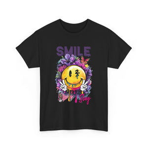 Smile Floral Graphic Tee unisex cotton tee gothic