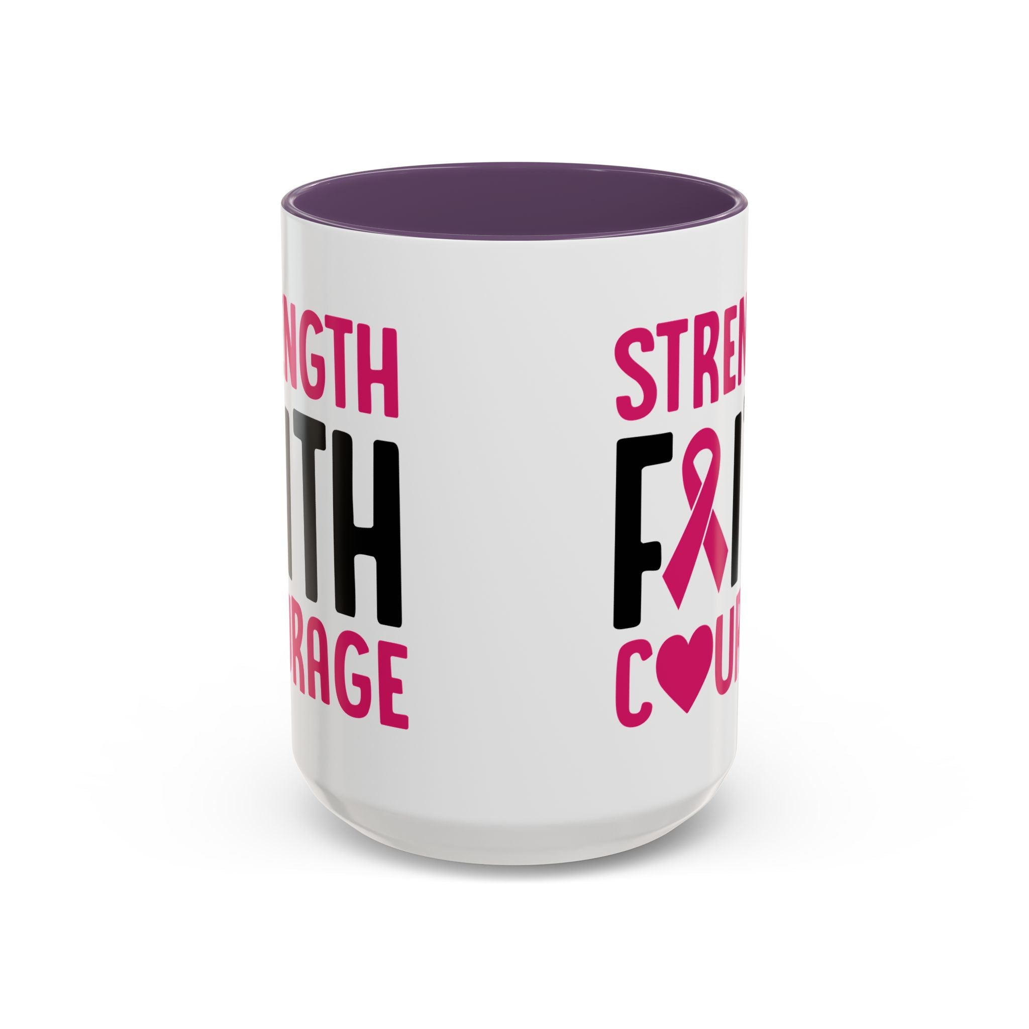 Inspirational Coffee Mug: Strength, Faith, Courage - Gift for Survivors, Awareness Events, Supportive Home Decor, Encouragement