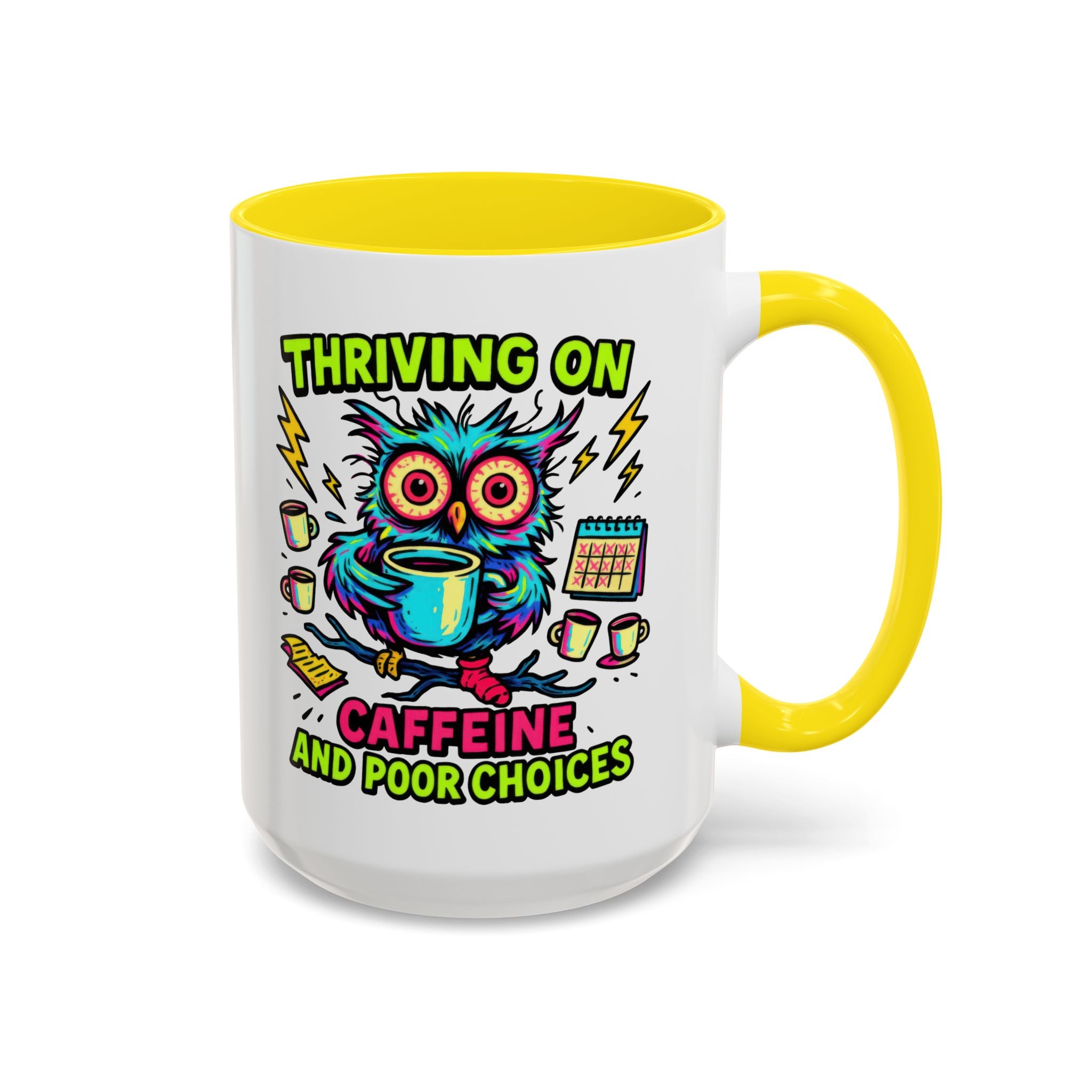 Thriving on Caffeine Mug | Funny Owl Coffee Cup | Gift for Coffee Lovers | Cute Kitchen Decor | Birthday, Holiday Gift