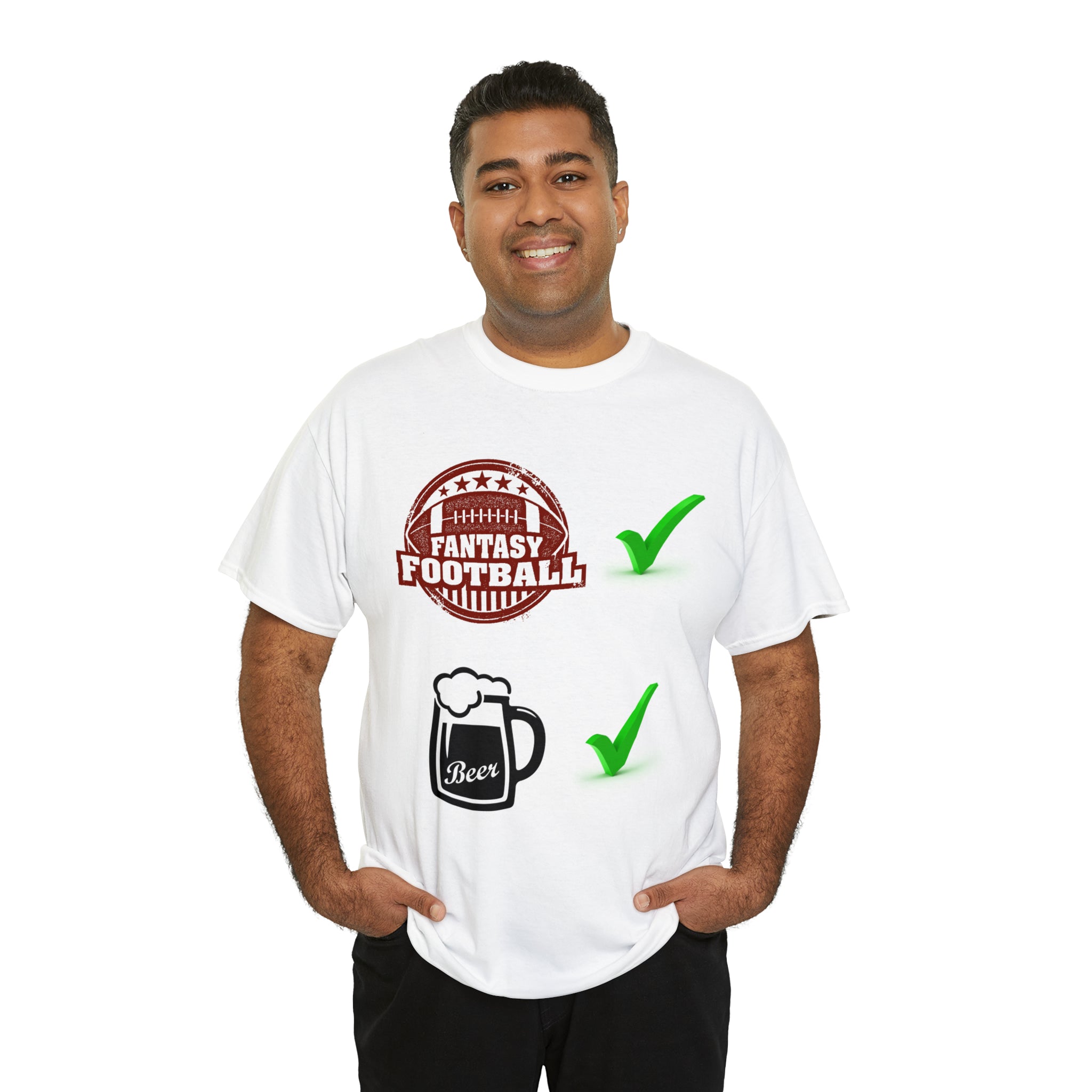 Fantasy football and beer Unisex Heavy Cotton Tee