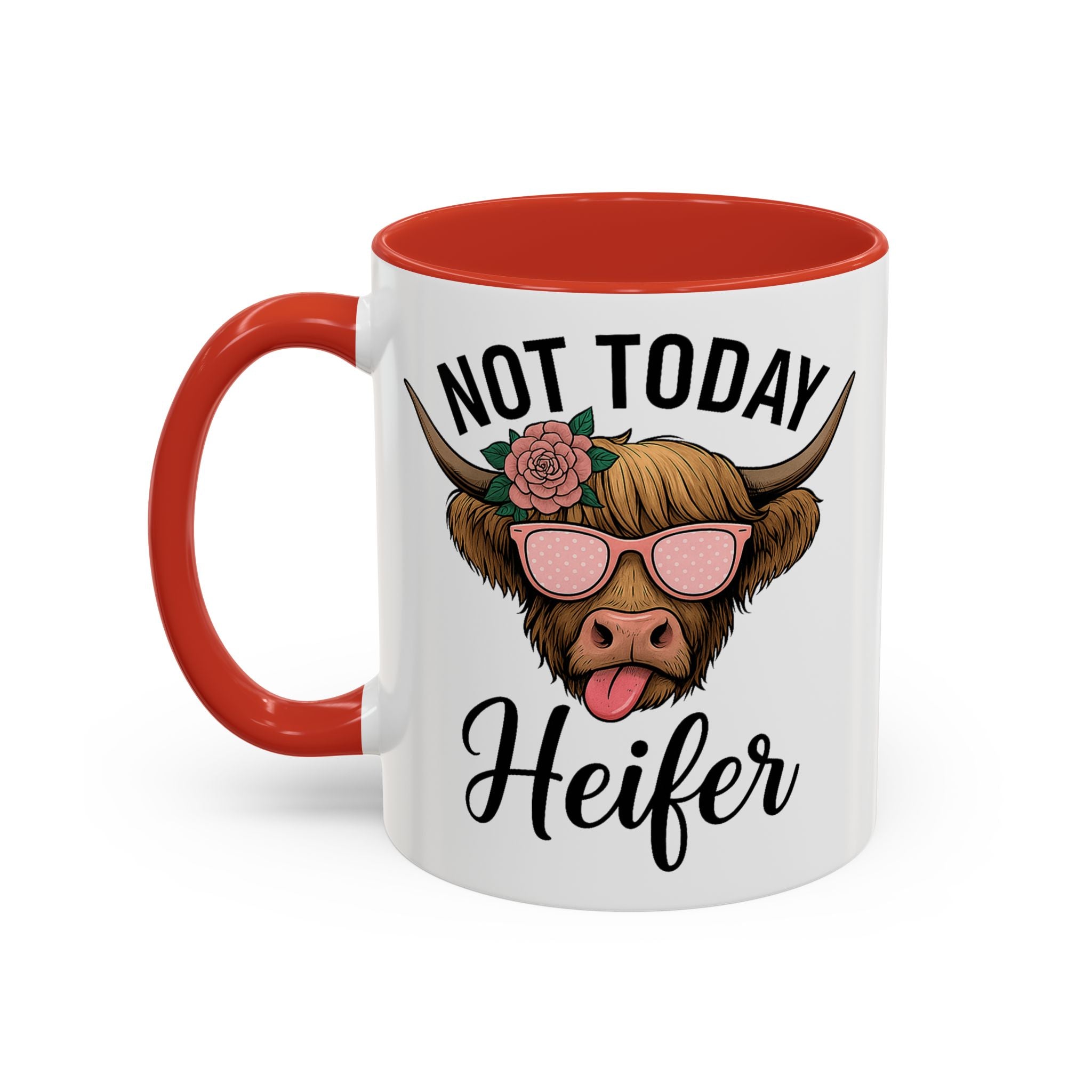 Not Today Heifer Coffee Mug — Funny Cow Mug with Sunglasses (11/15oz)