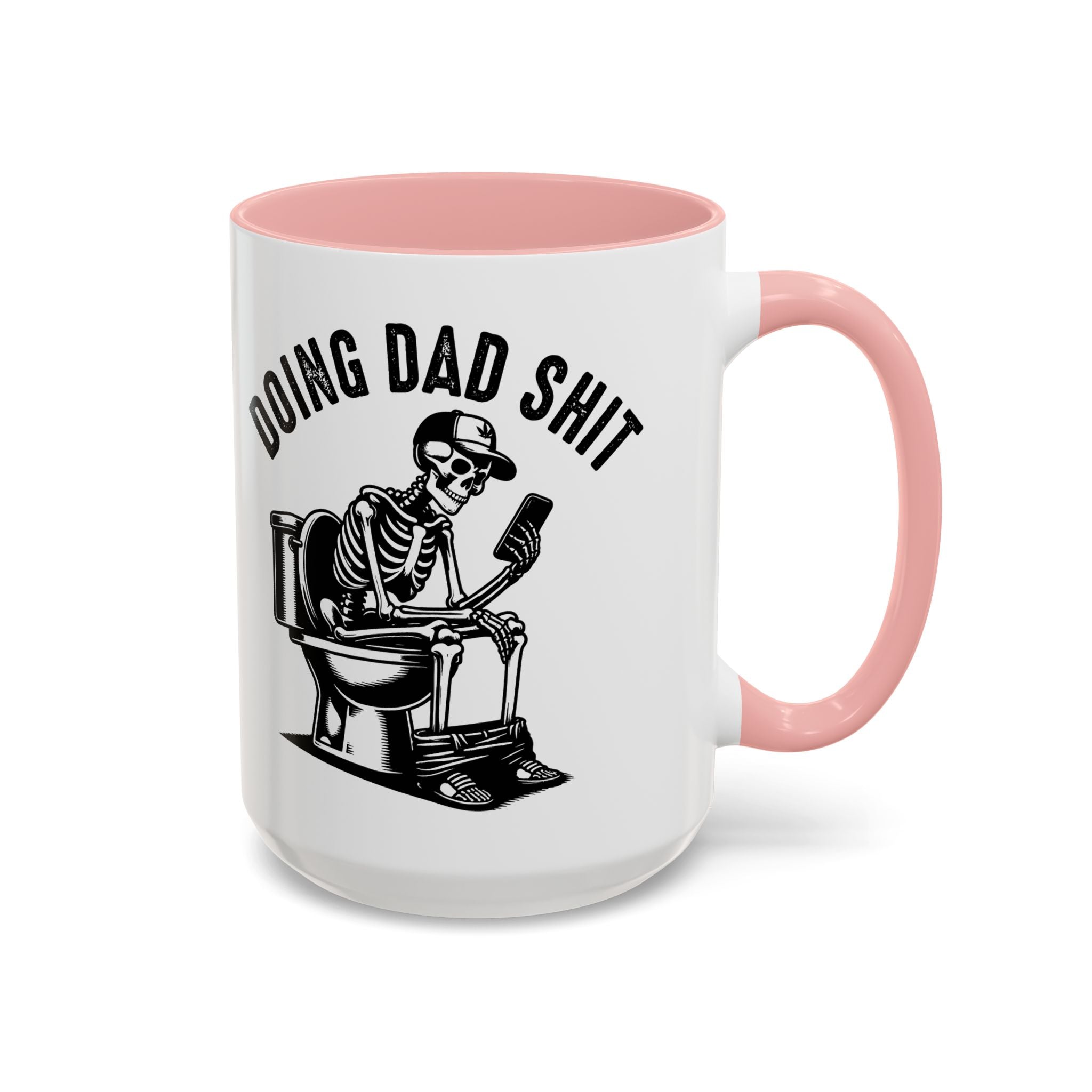 Doing Dad Shit Coffee Mug — Funny Skeleton Dad Toilet Humor Accent Mug