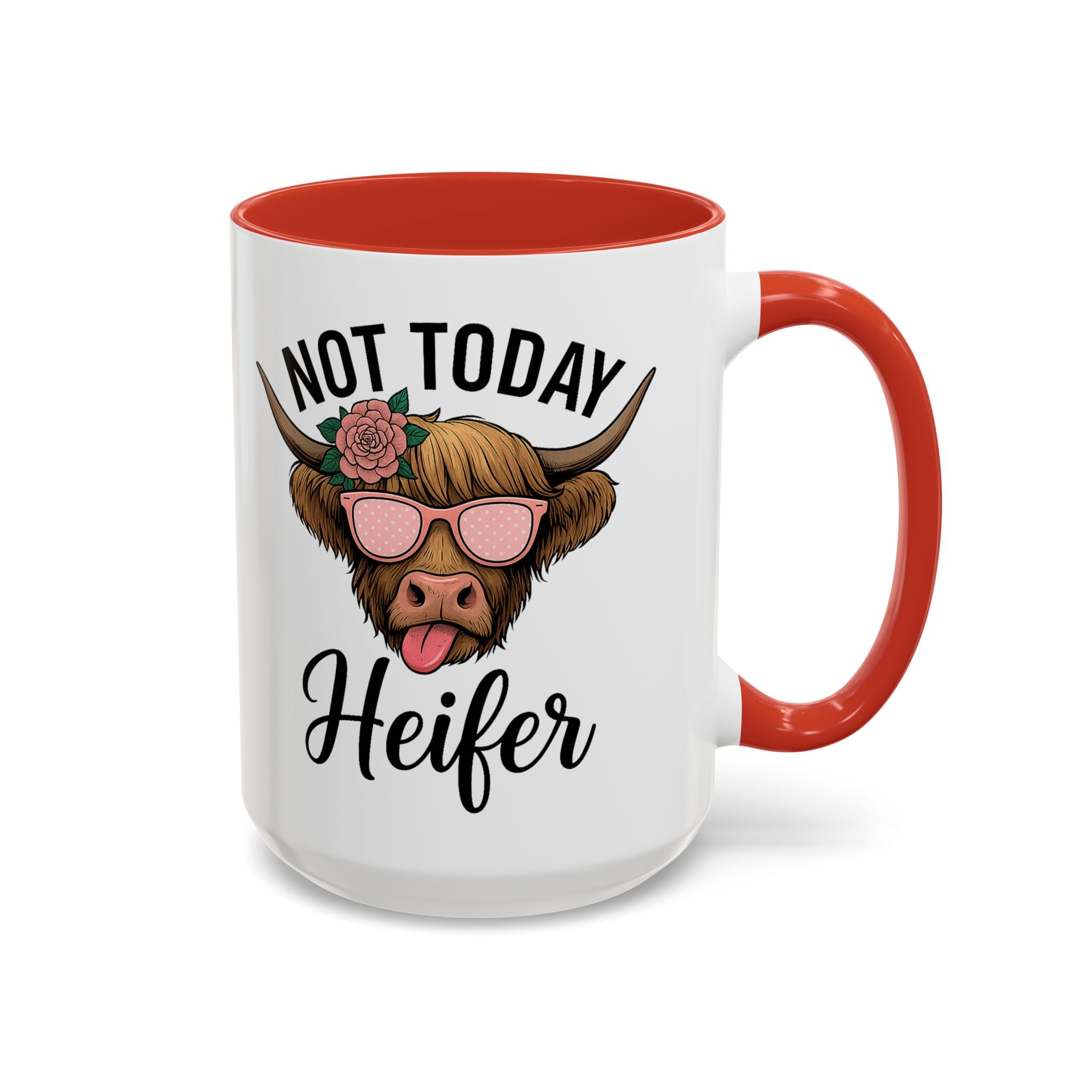 Not Today Heifer Coffee Mug — Funny Cow Mug with Sunglasses (11/15oz)