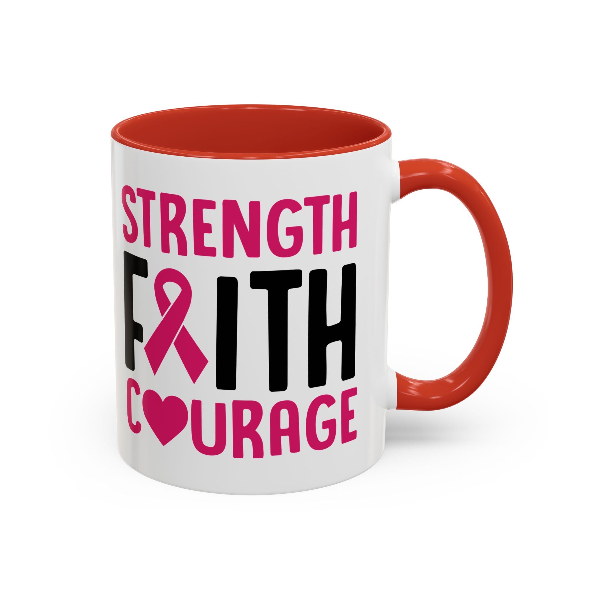 Inspirational Coffee Mug: Strength, Faith, Courage - Gift for Survivors, Awareness Events, Supportive Home Decor, Encouragement