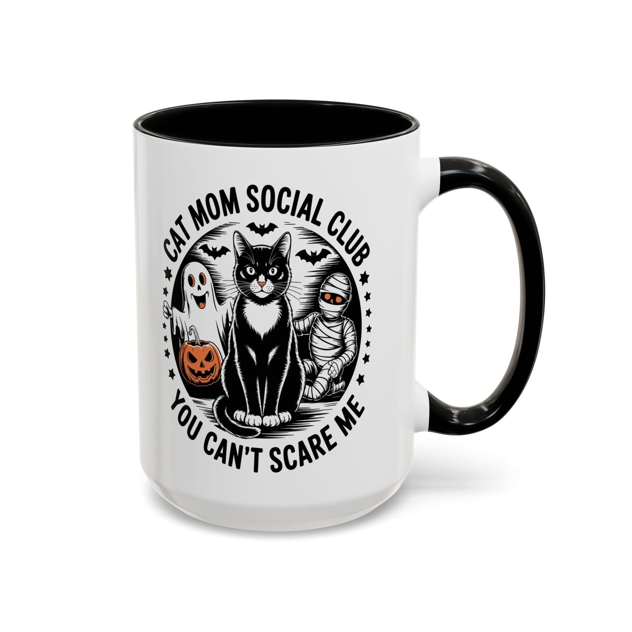 Halloween Cat Mom Coffee Mug - Spooky Social Club Design