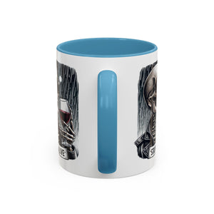 Stylish Skull Coffee Mug, Gothic Drinkware, Staying Alive Gift for Halloween, Funny Office Mug, Alternative Drinkware