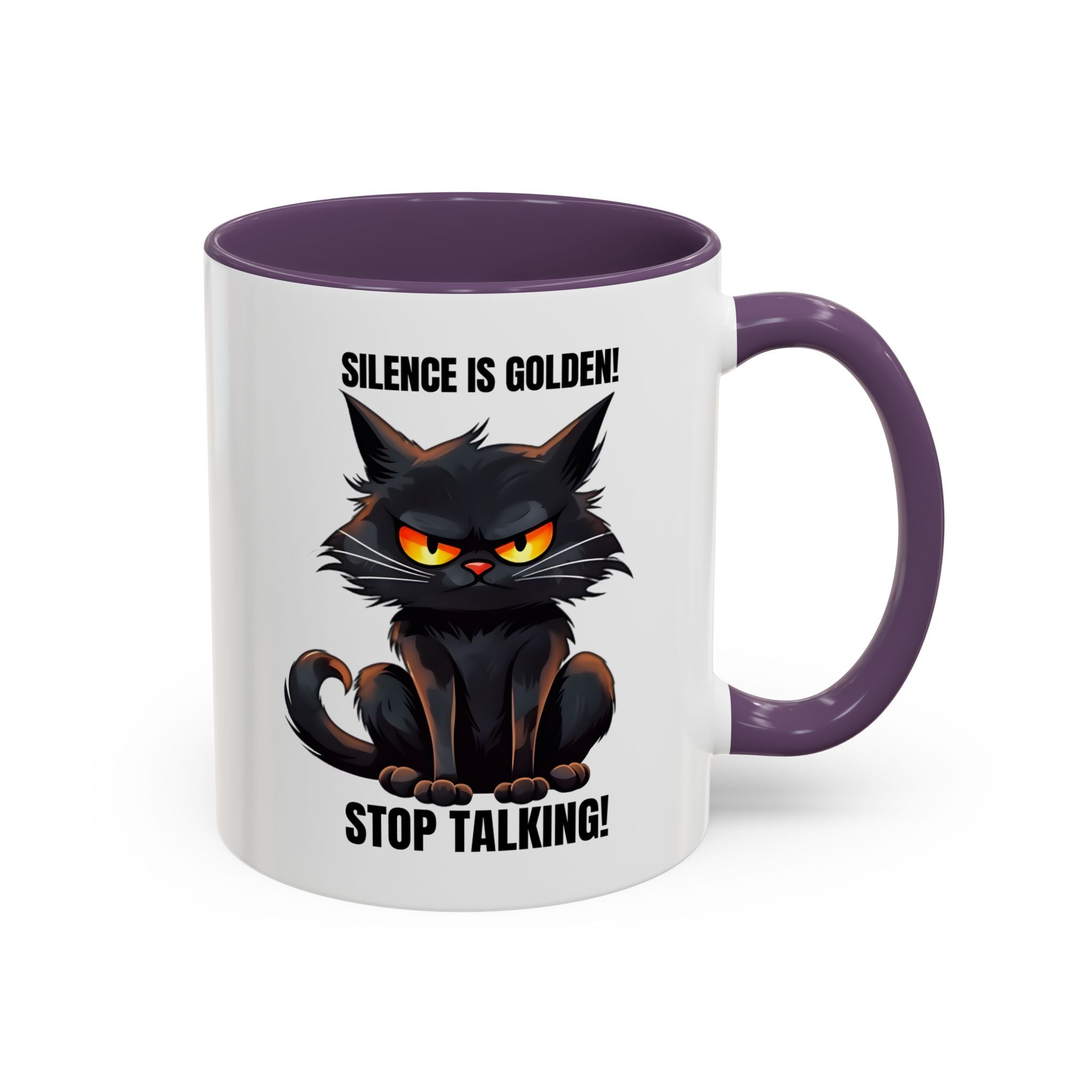 Funny Cat Mug | Silence Is Golden Coffee Cup | Gift for Cat Lovers | Humorous Kitchenware | Ceramic Teacup | Unique Animal Gifts