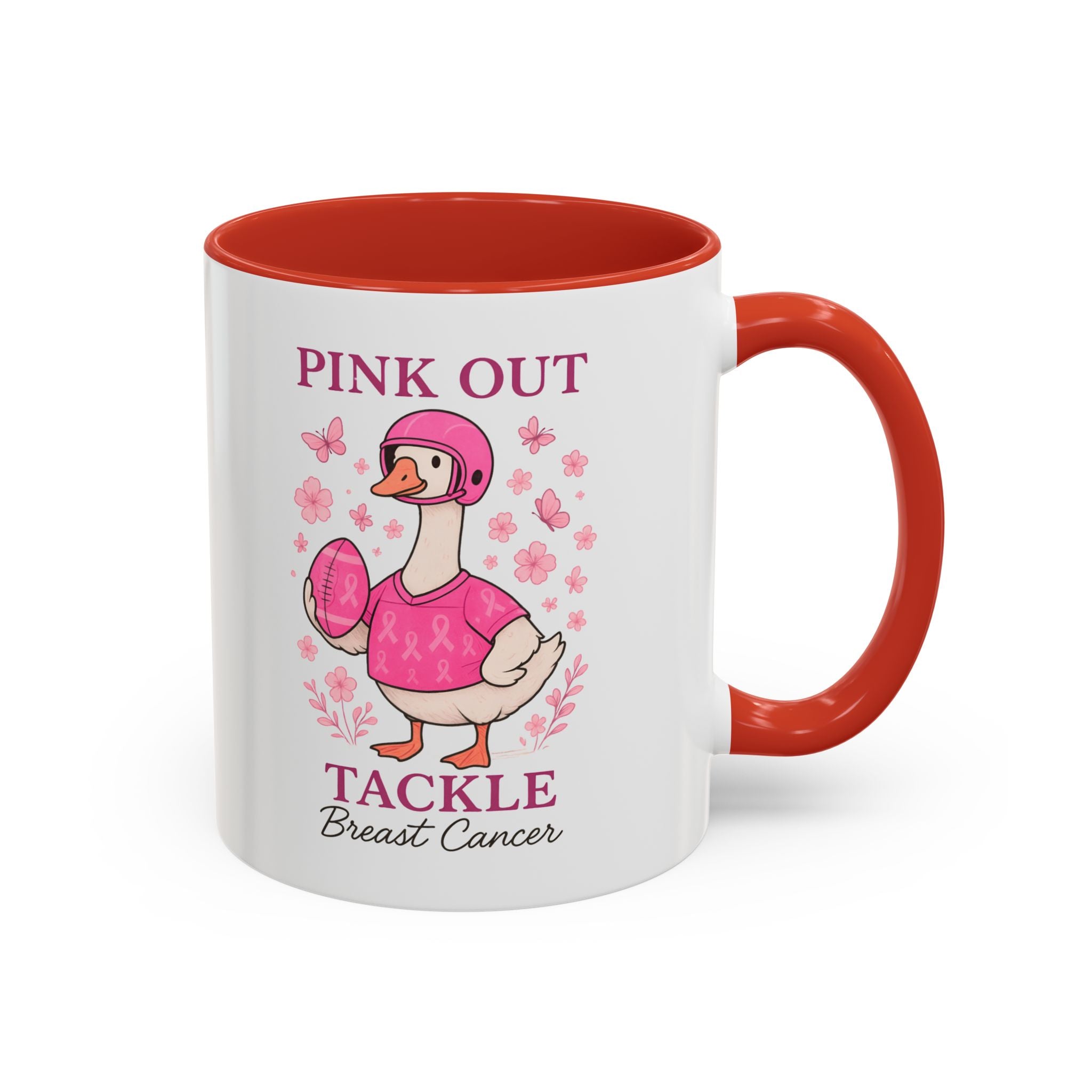 Breast Cancer Awareness Coffee Mug, Pink Out Tackle Duck Design, Supportive Gift for Fighters & Survivors, Cheerful Office Decor, [...]