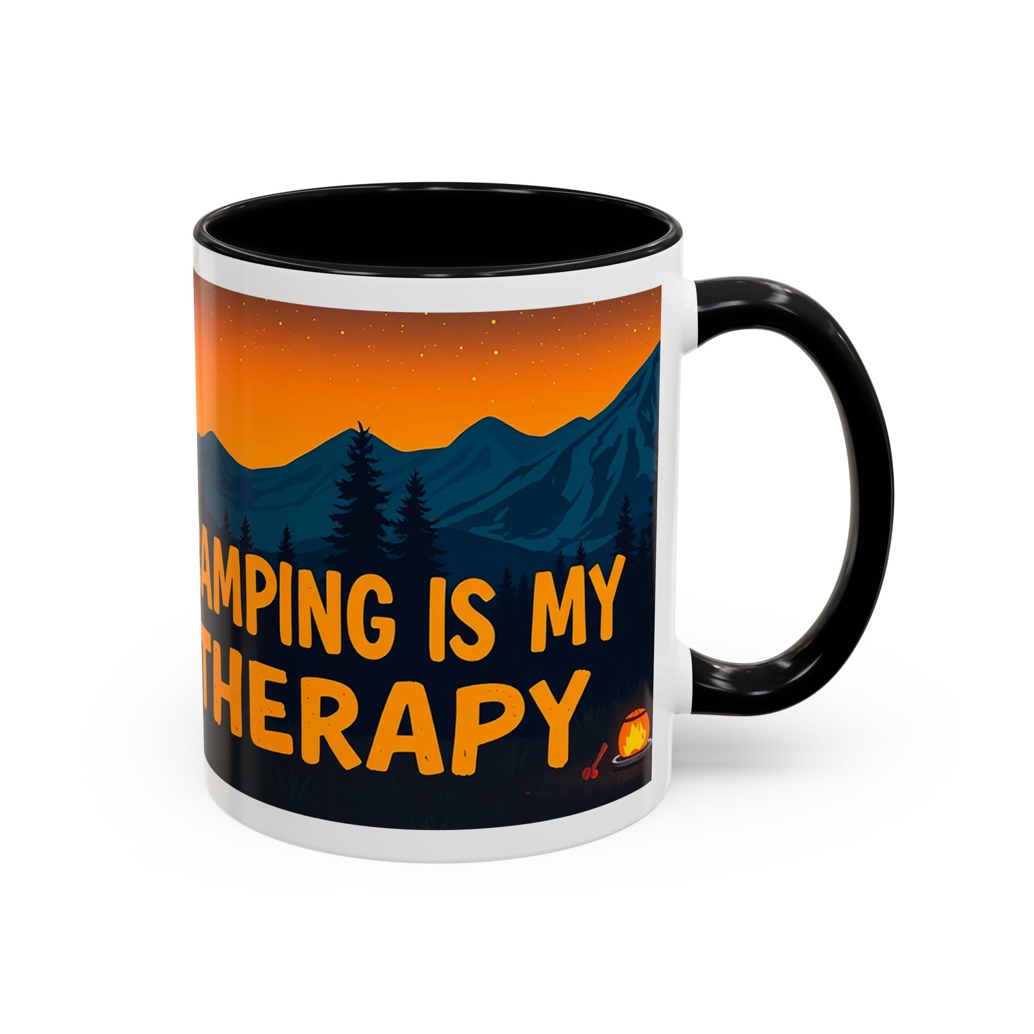 Camping Therapy Mug - Adventure Lover's Coffee Cup, Gift for Campers, Hiking Drinkware, Outdoorsy Coffee Mug, Nature Lover's Cup