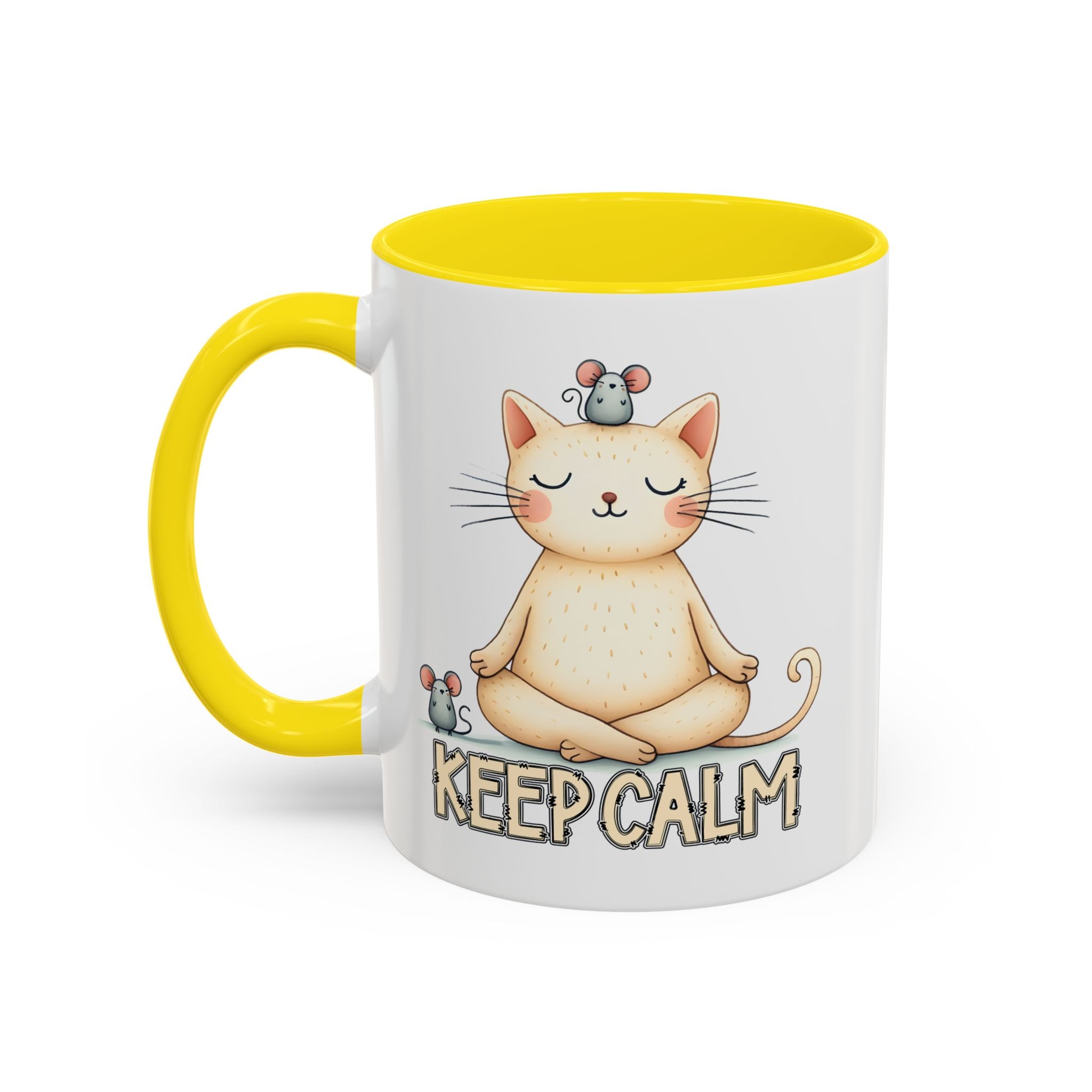 Serene Cat Coffee Mug, Funny Pet Lover's Gift, Cute Keepsake for Relaxation, Relaxing Drinkware, Quirky Home Decor