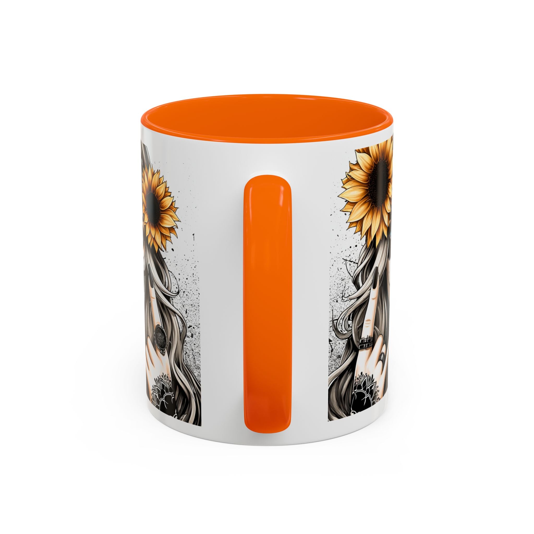 Sunflower Skull Accent Coffee Mug, Gothic Floral Mug, Unique Gift for Coffee Lovers, Boho Decor, Halloween Mug, Artful Drinkware