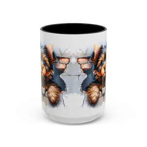 Cute Dog Peeking Coffee Mug, Pet Lover Gift, Yorkshire Terrier Mug, Animal Lover Coffee Cup, Dog-Themed Drinkware, Doggie Mug