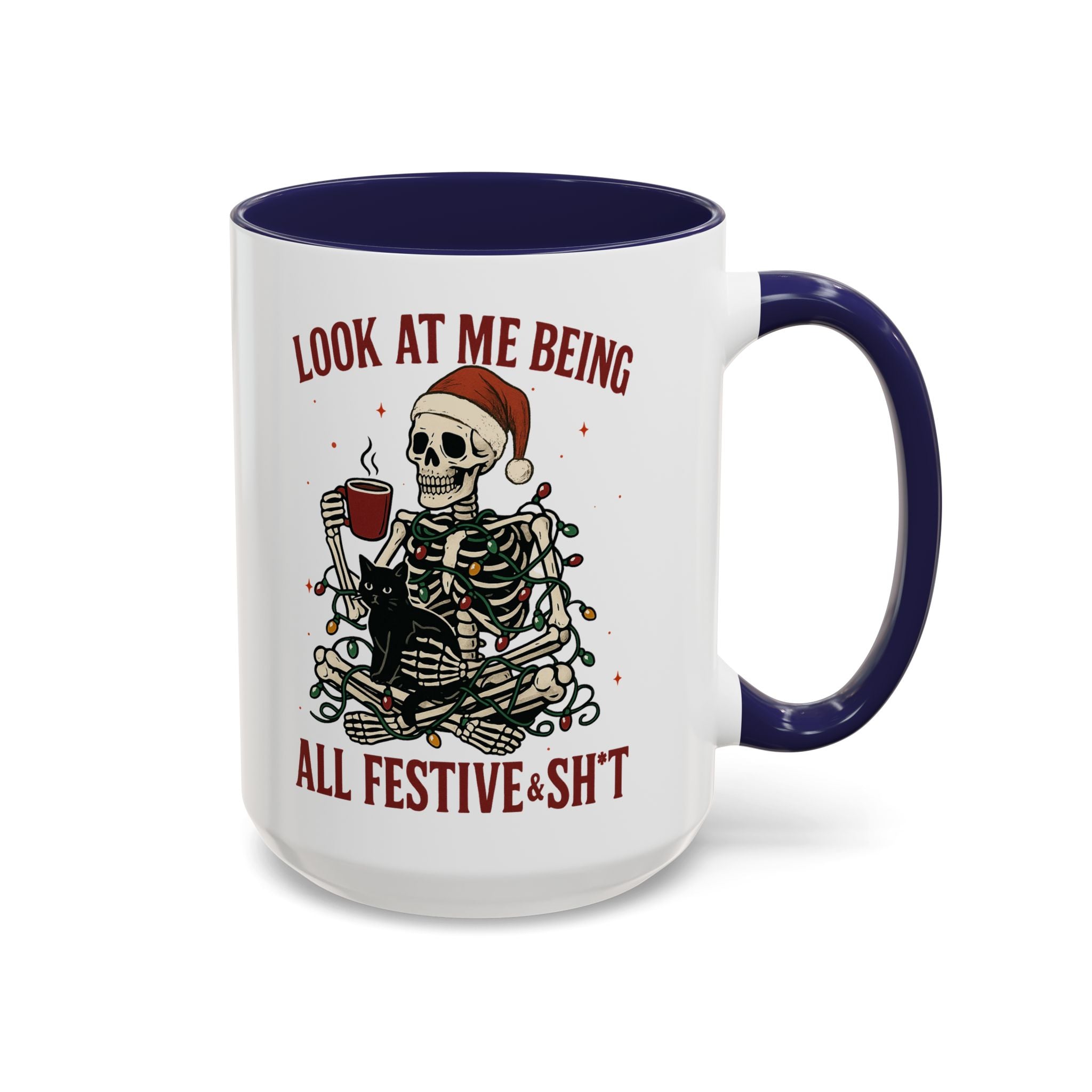 Festive Skeleton Christmas cheer winter Coffee Mug funny adult humor cup