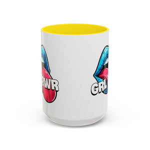 GRL PWR Accent Coffee Mug - Bold Fun Design for Empowerment, Great Gift for Friends, Coffee Lovers, Birthdays, and Celebrations