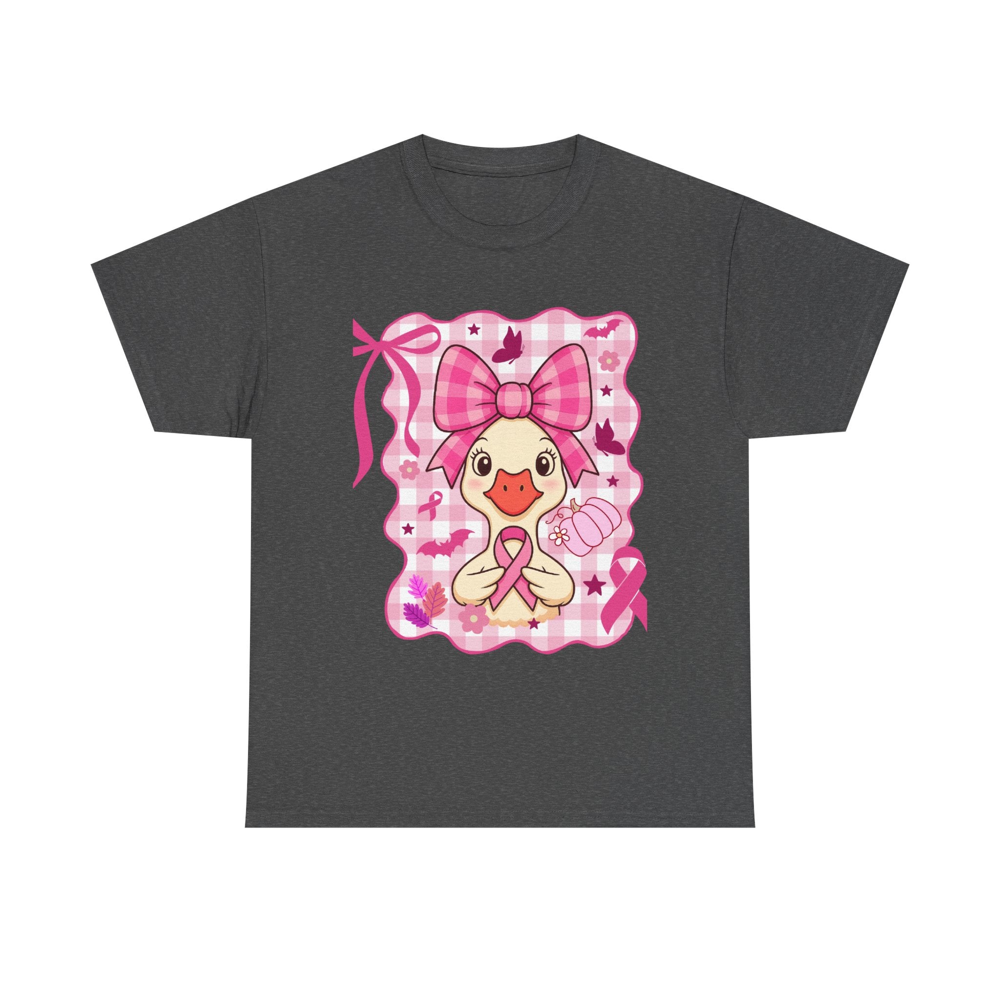 Cute Pink Ribbon Duck Tee, Breast Cancer Awareness Shirt, Funny Unisex Cotton T-Shirt, Gift for Her, Cute Animal Apparel