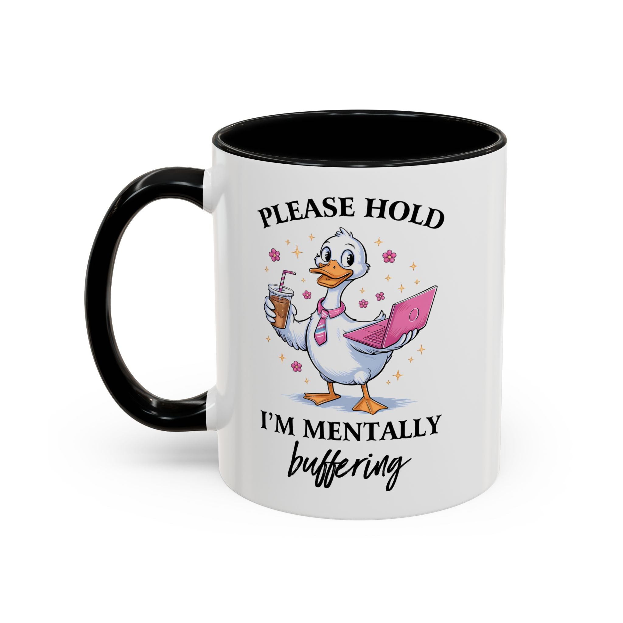 Funny Mental Health Coffee Mug - Please Hold I'm Mentally Buffering