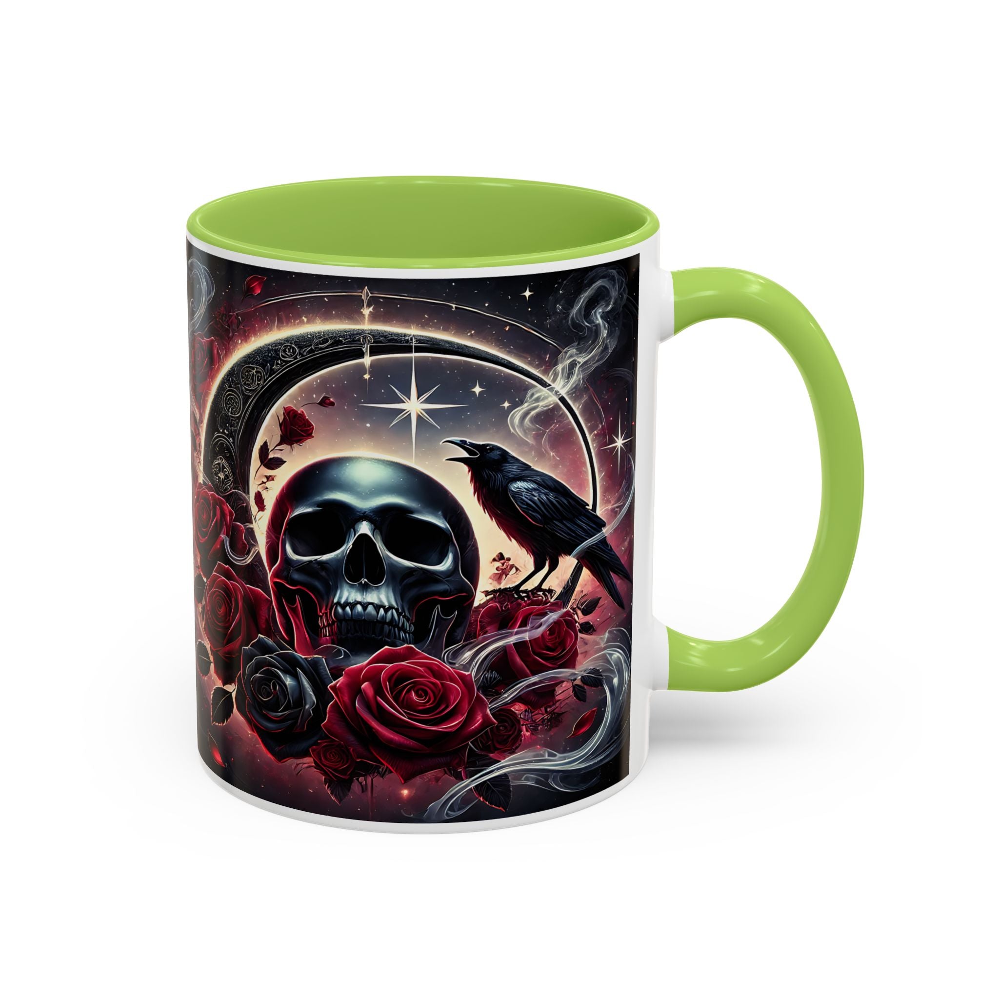 Skull & Raven Accent Coffee Mug — Gothic Roses 11/15oz