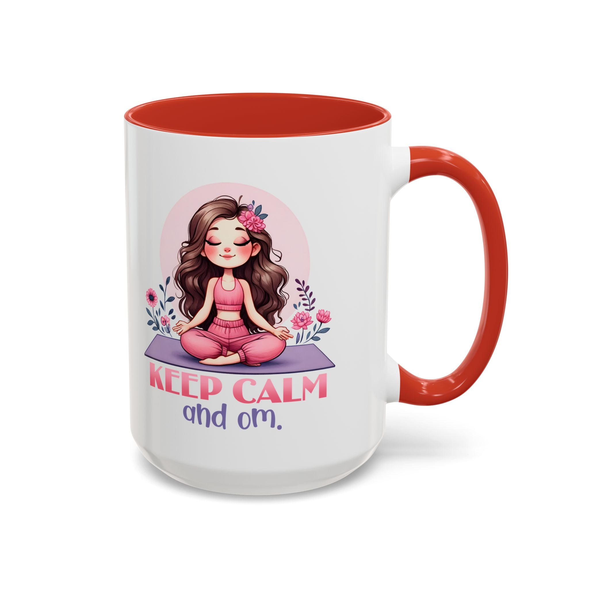 Relaxing Yoga Coffee Mug, Keep Calm and Om Mug, Inspirational Gift, Meditation Mug, Self-Care Coffee Cup, Yoga Lover's Gift