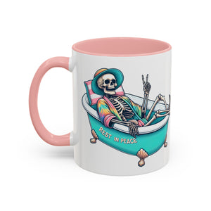 Rest in Peace Skeleton Coffee Mug - Fun Halloween Gift, Unique Home Decor, Hilarious Office Cup, Quirky Birthday Present, Spooky