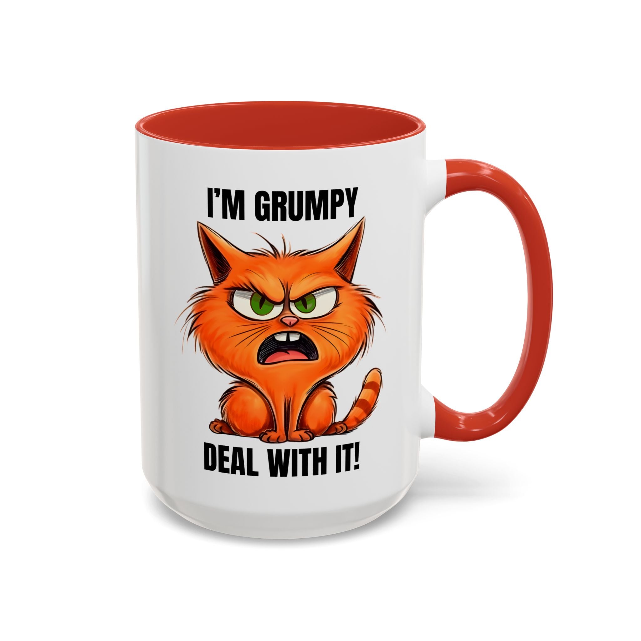 I'm Grumpy Cat Accent Coffee Mug – Funny Cat Gift, 'Deal With It' 11/15oz