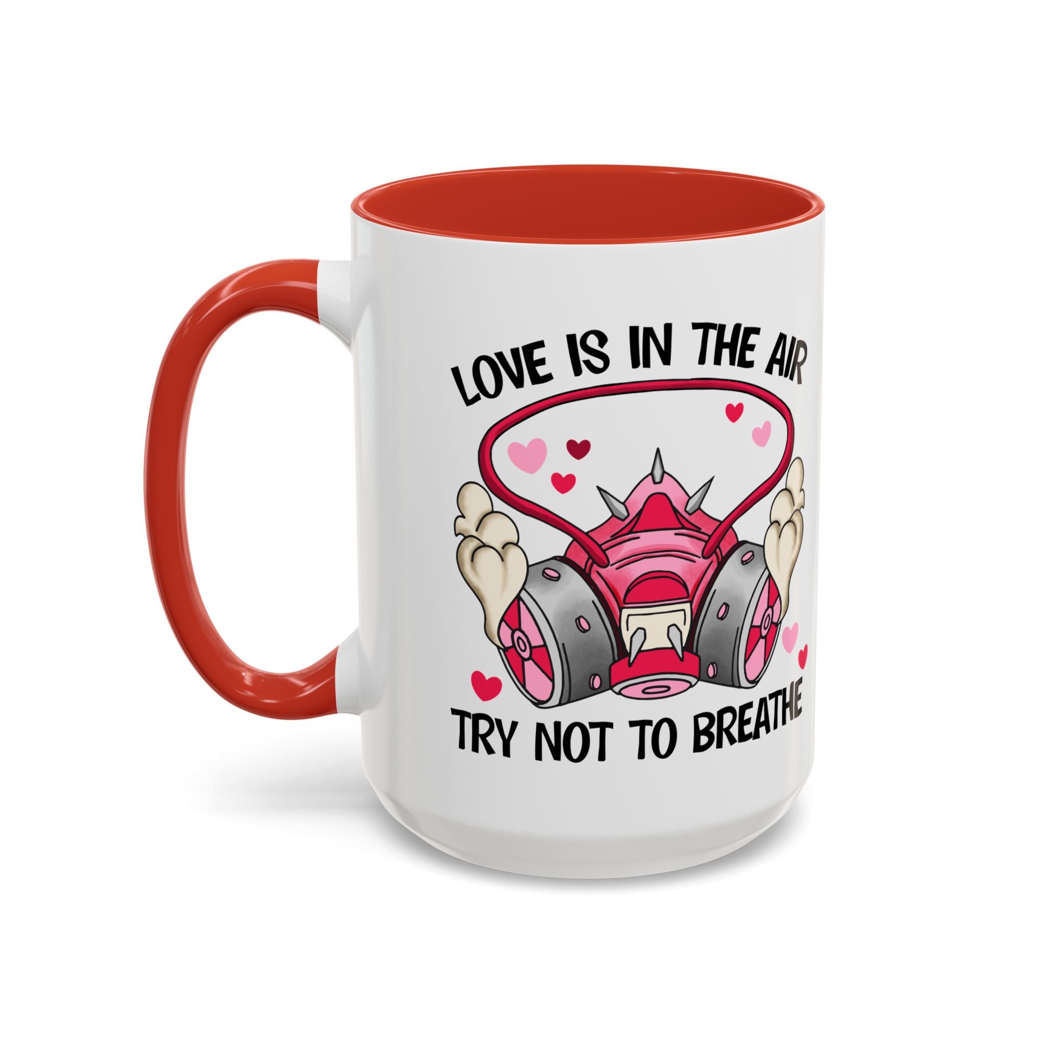 Love Is In The Air Gas Mask Coffee Mug — Funny anti Valentine Gift (11/15oz)