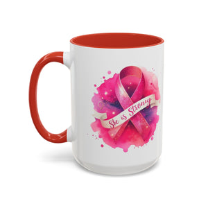 Empowering Pink Ribbon Coffee Mug | She is Strong | Gift for Cancer Awareness, Inspirational Drinkware, Office Mug, Motivational [...]
