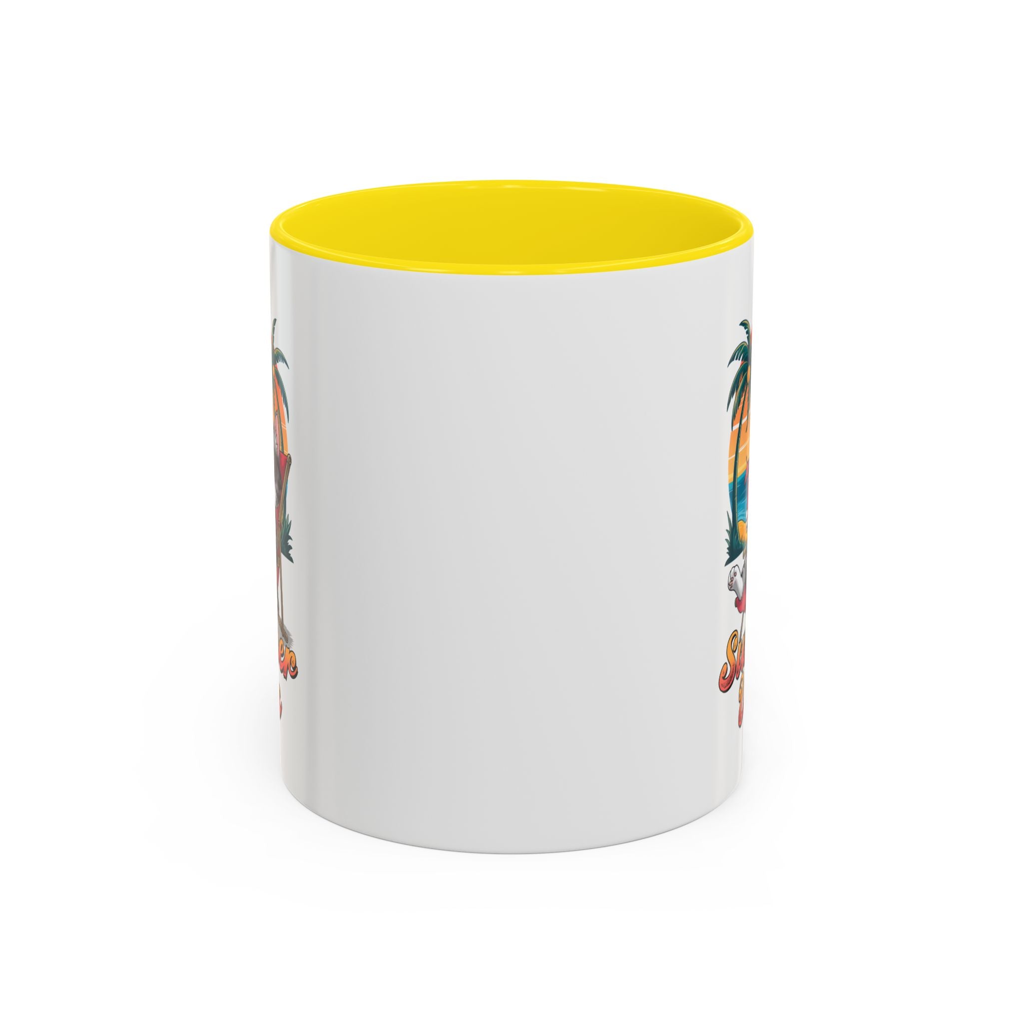 Summer Vibes Coffee Mug, Tropical Cat Mug, Beach Lover Gift, Fun Animal Sipware, Vacation-themed Drinkware, Pet Lover Cup