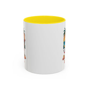 Summer Vibes Coffee Mug, Tropical Cat Mug, Beach Lover Gift, Fun Animal Sipware, Vacation-themed Drinkware, Pet Lover Cup
