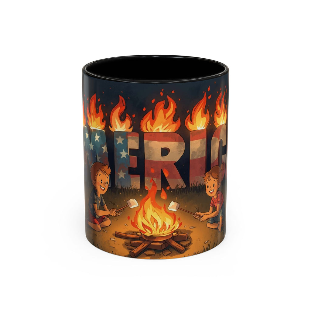 Patriotic Camping Coffee Mug - Fun America Design, Perfect for , Campfire Gatherings, Super for Gifts