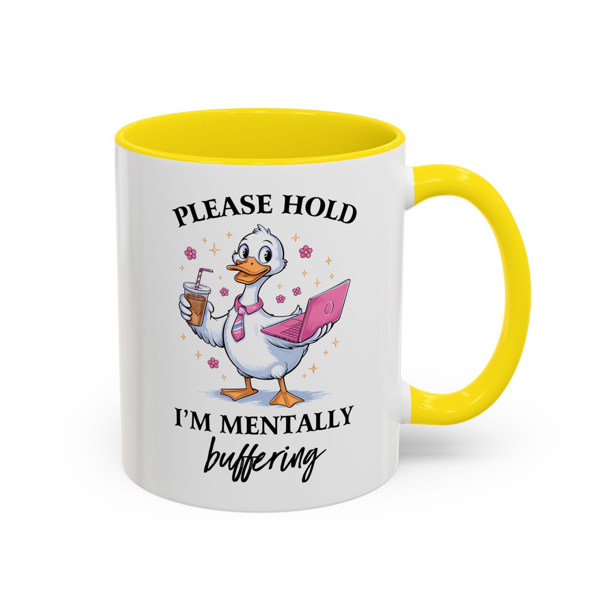 Funny Mental Health Coffee Mug - Please Hold I'm Mentally Buffering