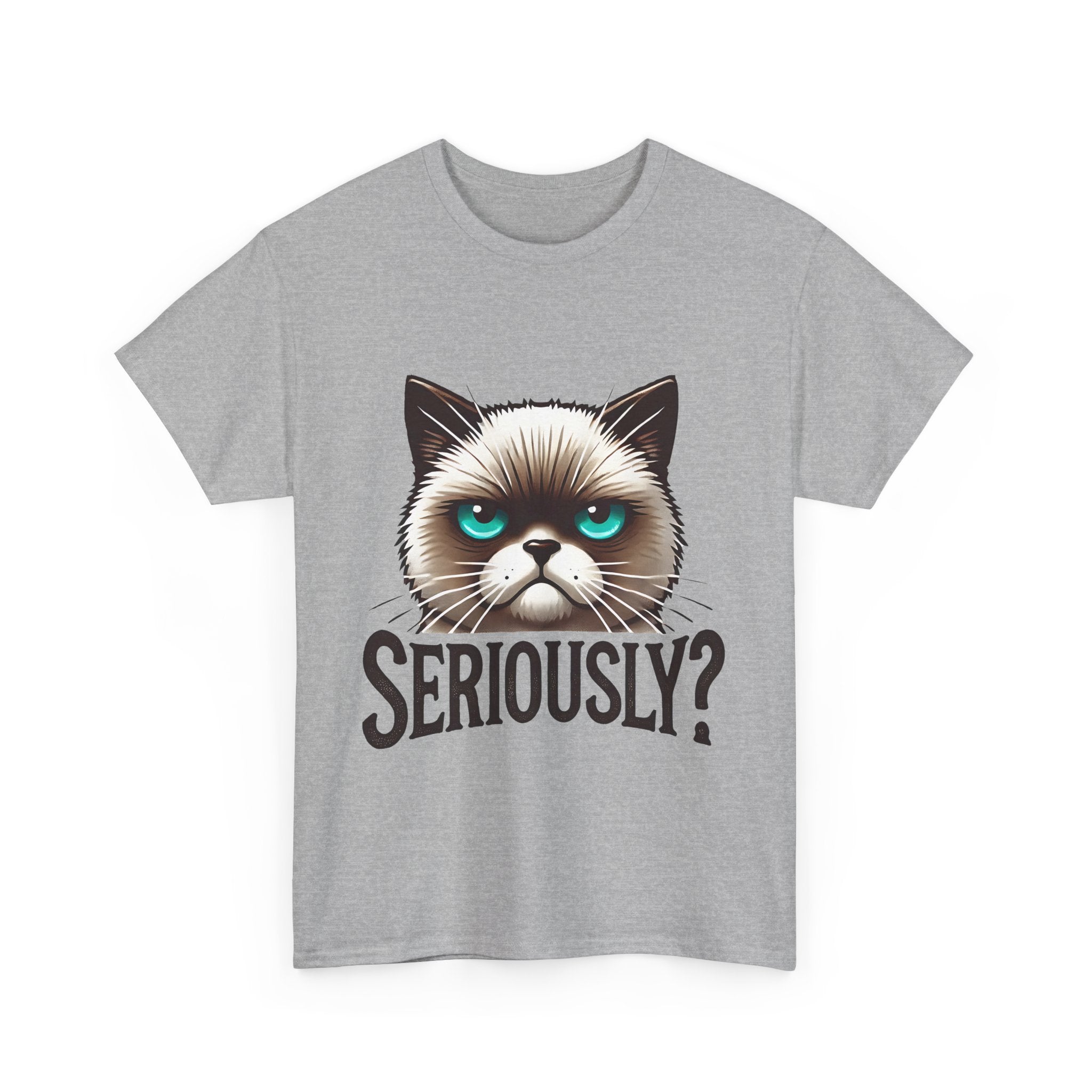 Funny Cat Graphic Tee - 'Seriously?' Unisex Heavy Cotton Shirt