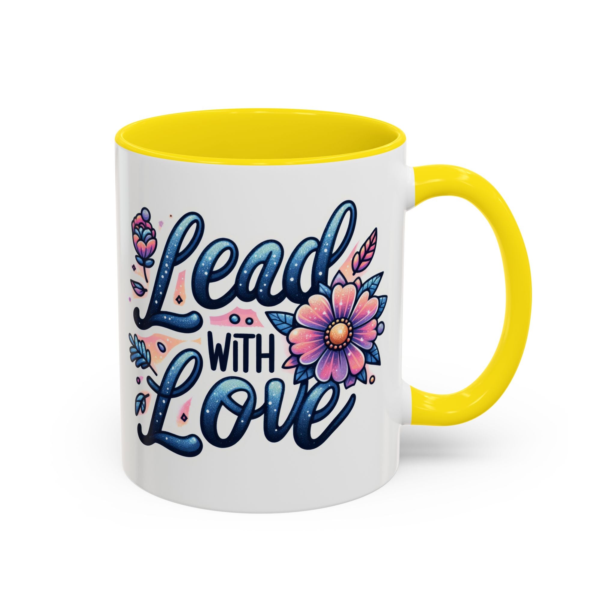 Lead With Love Accent Coffee Mug — Floral Inspirational 11/15oz