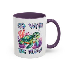 Ocean-Inspired Accent Coffee Mug - 'Go With The Flow' Design turtle