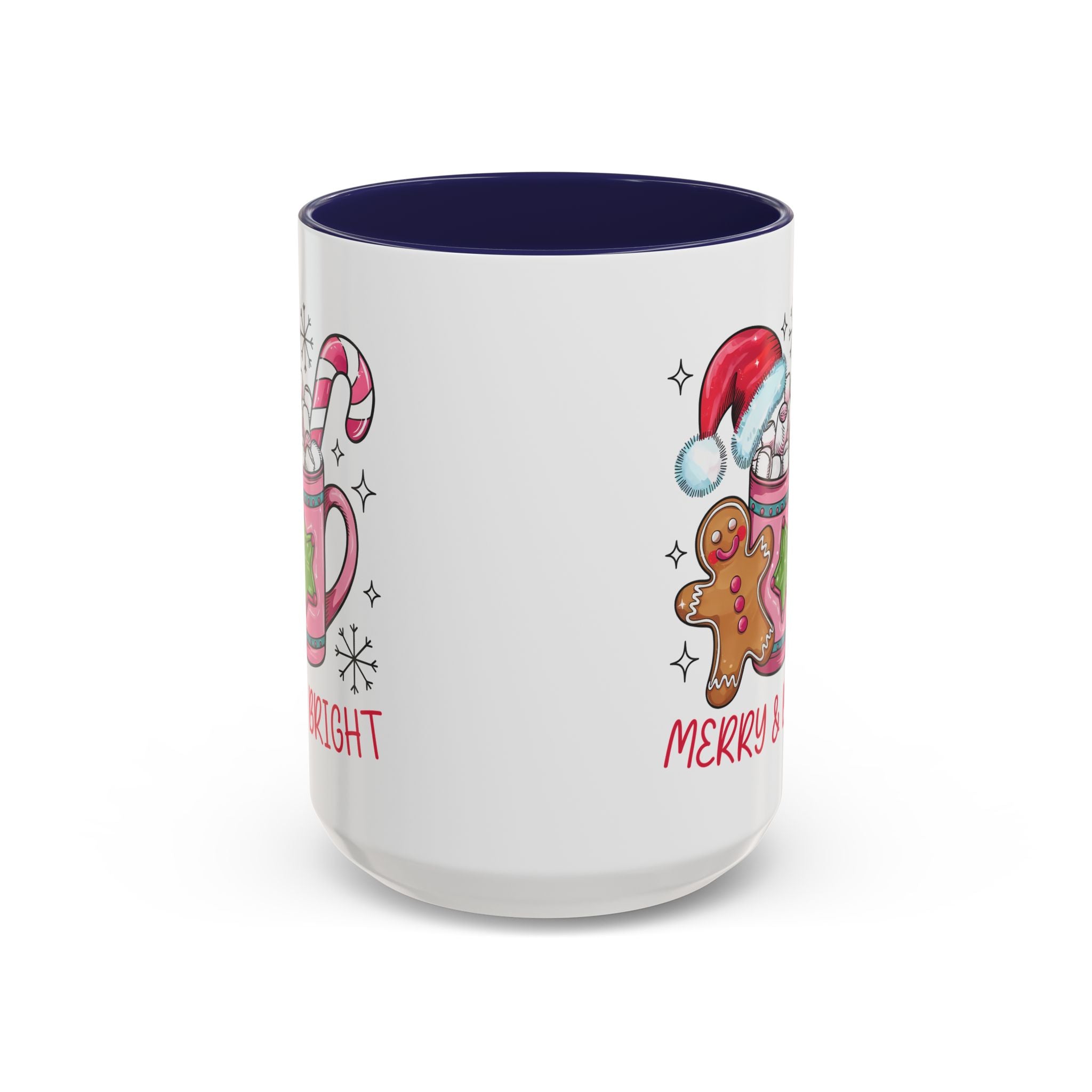 Festive Gingerbread Coffee Mug, Christmas Gift, Holiday Coffee Cup, Merry & Bright Mug, Winter Mug, Hot Chocolate Holder