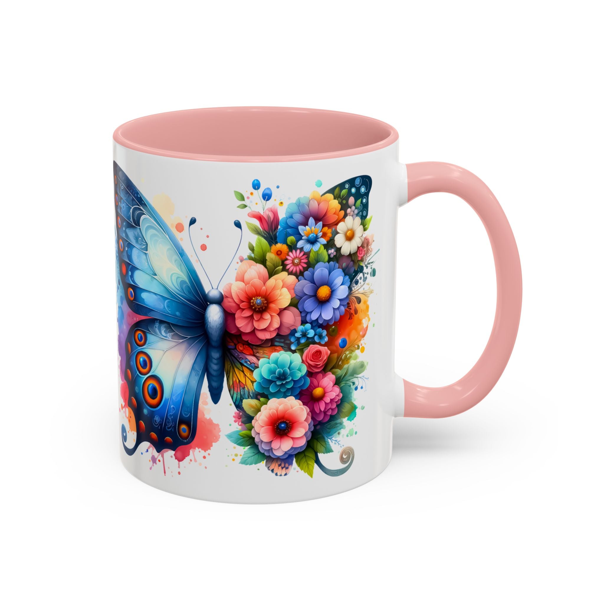 Colorful Floral Butterfly Accent Coffee Mug – Vibrant Artistic 11/15oz nature lover