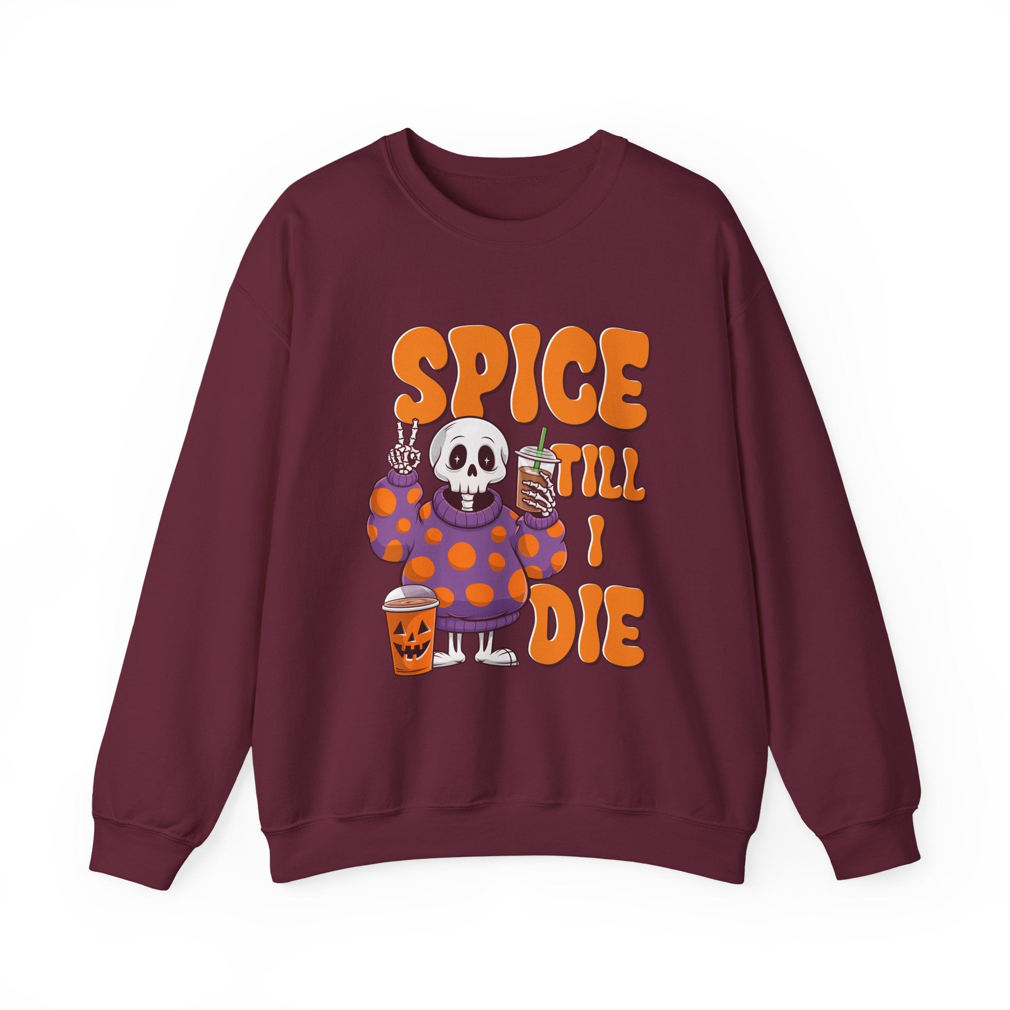 Spooky Fall Sweatshirt - Unisex Crewneck with 'Spice Till I Die' Design, Halloween, Cozy Autumn Vibe, Perfect for Halloween Parties